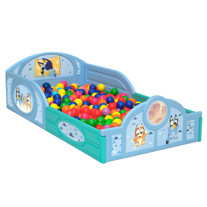 Bluey Sleep and Play Toddler Bed with Built-In Guardrails by Delta Chi