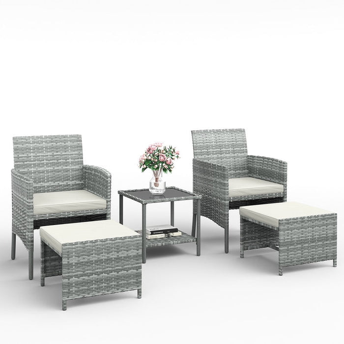 ELPOSUN 5 Piece Patio Furniture Set, Outdoor PE Wicker Chairs for Two