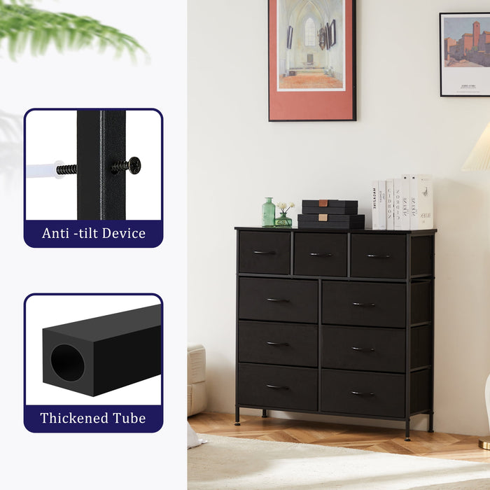 EDX 9 Drawer Dresser, Wide Chest of Drawers Nightstand Storage Tower S