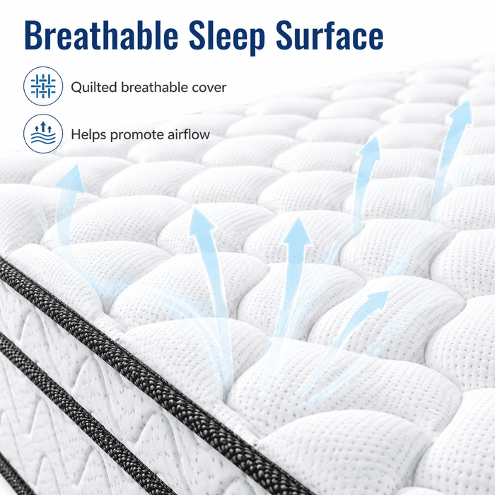 12 Inch Queen Hybrid Mattress, Memory Foam Mattress in a Box with Indi