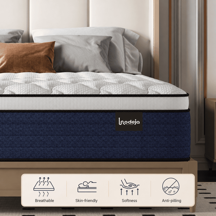 Lodeija 12 inch Queen Euro Top Hybrid Mattress,Breathable Knitted Fabr