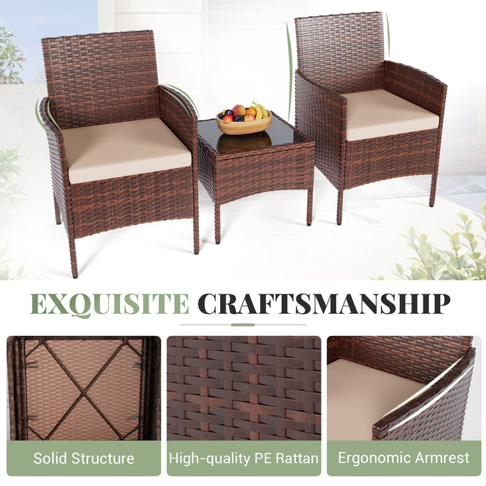 ELPOSUN 3 Piece Outdoor Patio Furniture Set Bistro Set with Coffee Tab