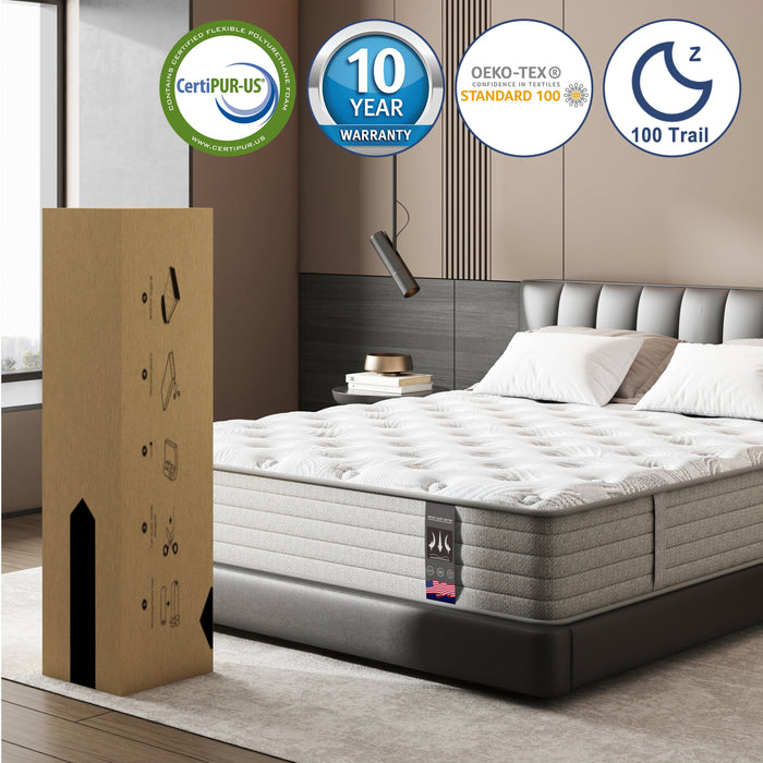 KOW Mattress 12 inch Full Size, Gel Memory Foam Hybrid Mattress in a B