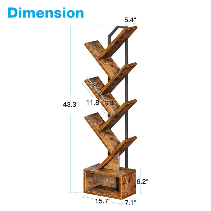Casacomoda 6-Tier Tree Bookshelf for Corner & Small Space — Narrow S