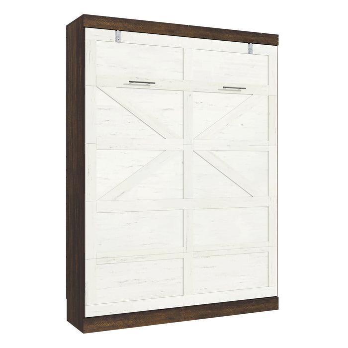 ChVans Queen Size Murphy Wall Bed with 2 LED Lights, Farmhouse Wood Sp