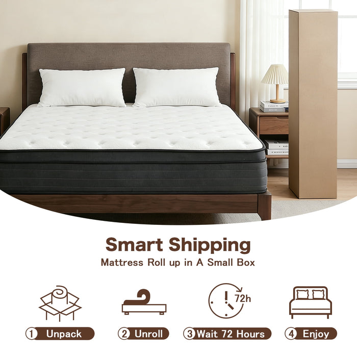 Queen Mattress, 12 Inch Hybrid Memory Foam Mattress in a Box, Pressure