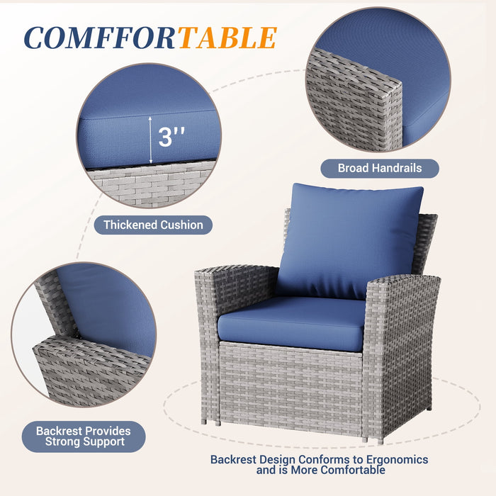 ELPOSUN Wicker Patio Furniture Set, 4 Piece Outdoor Sectional Conversa