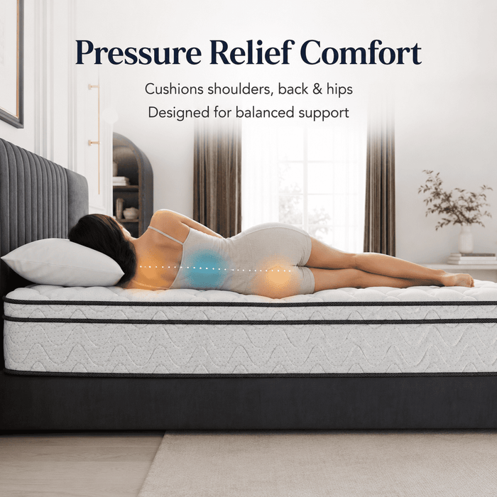 12 Inch Queen Hybrid Mattress, Memory Foam Mattress in a Box with Indi