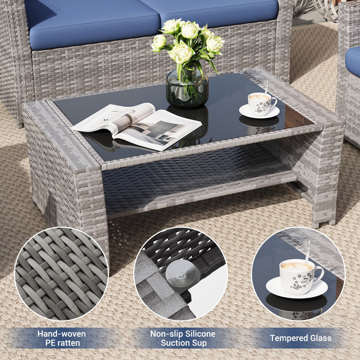 ELPOSUN Wicker Patio Furniture Set, 4 Piece Outdoor Sectional Conversa