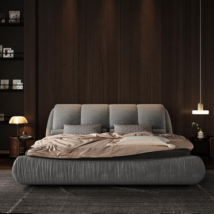 King Bed Frame And Headboard,Upholstered Platform Bed With Oversized P