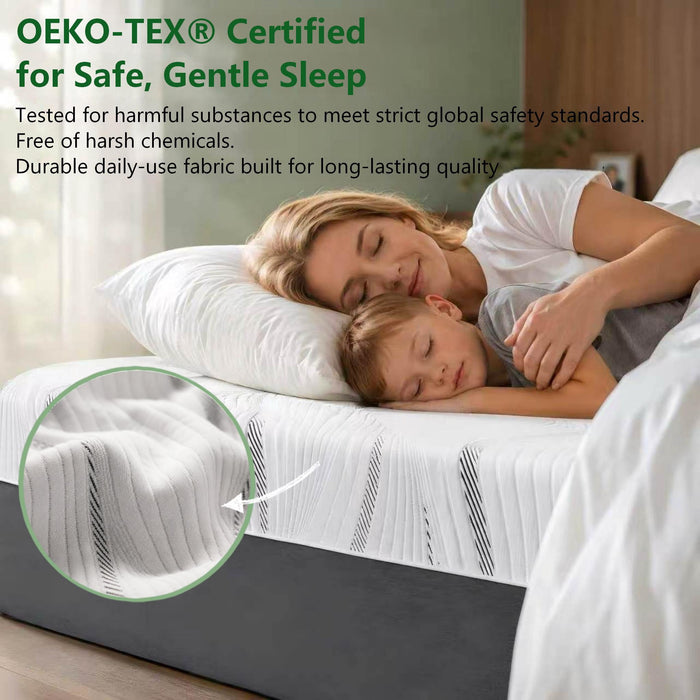 Kizreo 12 inch Cooling Green Tea Gel Memory Foam Queen Size Mattress i