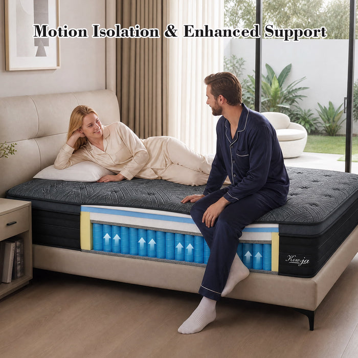 Kouvja Queen Mattress 12 Inch, Queen Size Hybrid Mattresses in a Box,