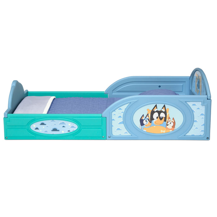 Bluey Sleep and Play Toddler Bed with Built-In Guardrails by Delta Chi