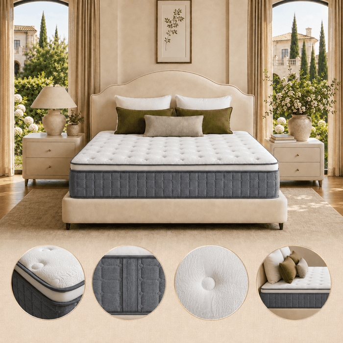 Kizreo 12 inch Hybrid Firm Twin Mattress - Cooling Gel Memory Foam in