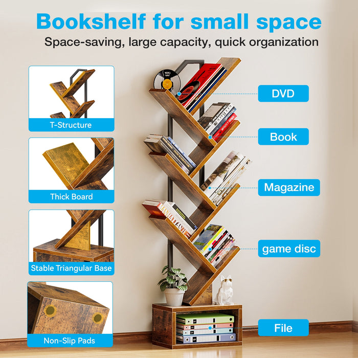 Casacomoda 6-Tier Tree Bookshelf for Corner & Small Space — Narrow S