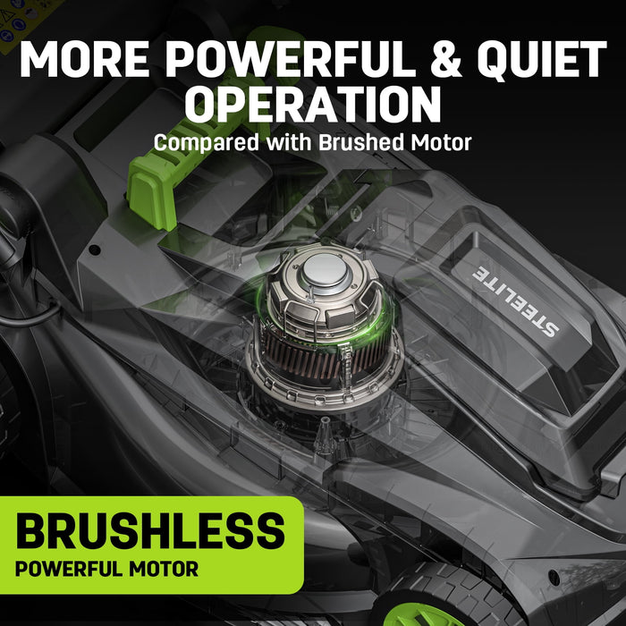 Steelite 17" Cordless Lawn Mower, 2x21V Battery Powered Walk-Behind Pu