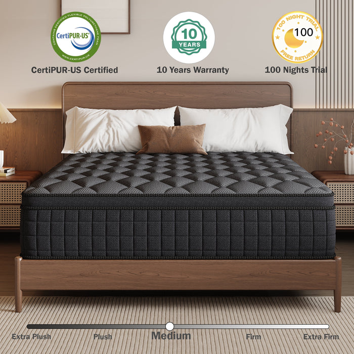 gunugu 12 inch Queen Hybrid Mattress in a Box, Cooling Gel Memory Foam