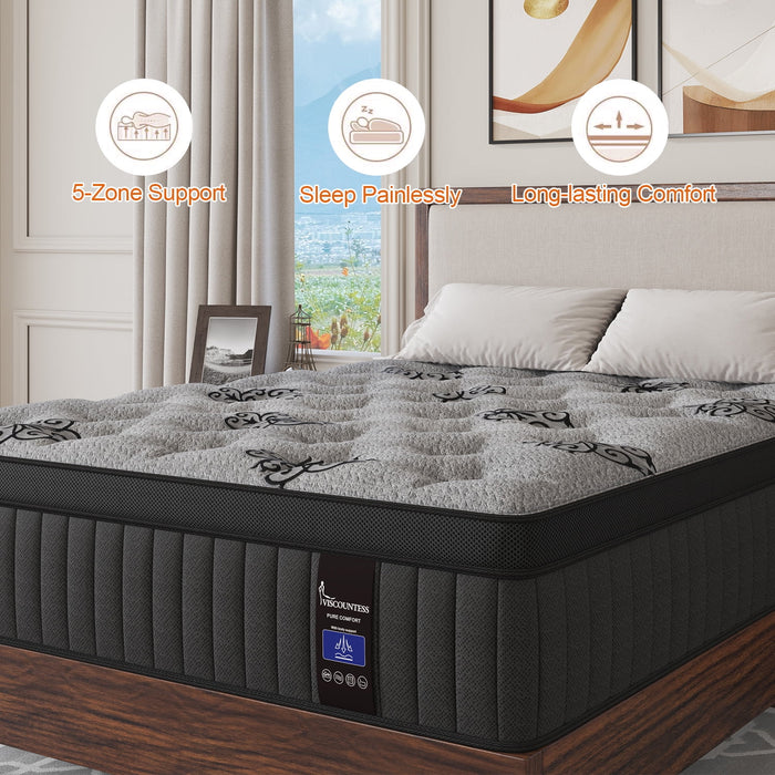 Viscountess King Mattress 10inch Hybrid Mattress in a Box with Gel Mem