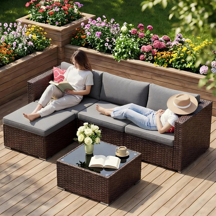 Lofka 4-Piece Outdoor Patio Furniture Set, Metal Conversation Set with