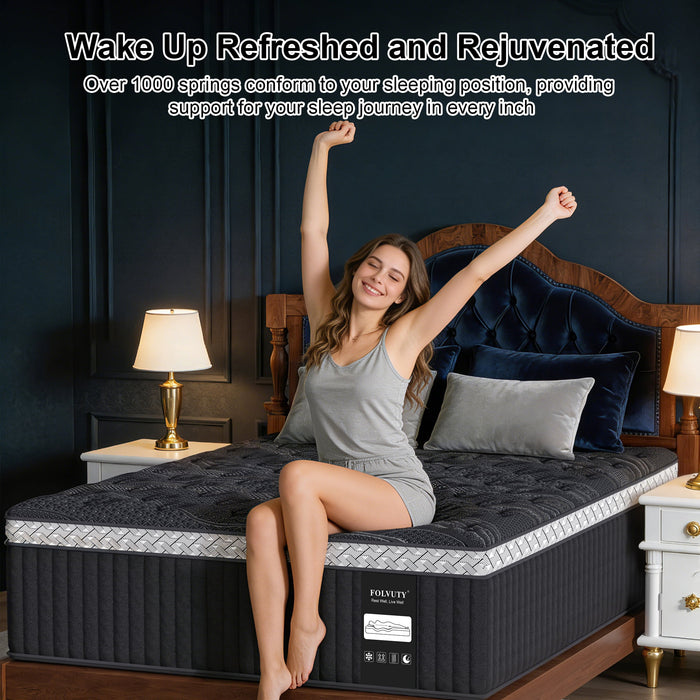 FOLVUTY Queen Mattress 14 inch Medium Firm Hybrid Mattress in a Box, G