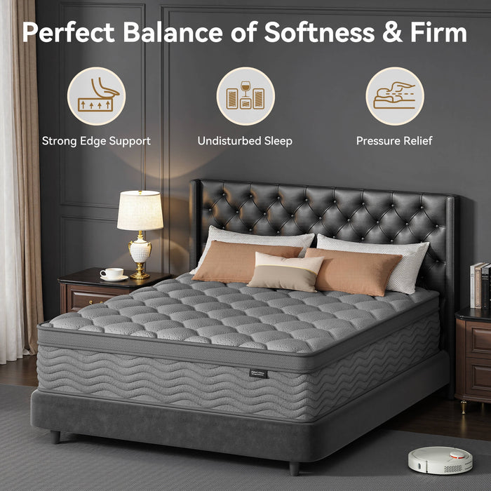 Madevos Queen Mattress 12 inch, Hybrid Mattress in a Box, Memory Foam
