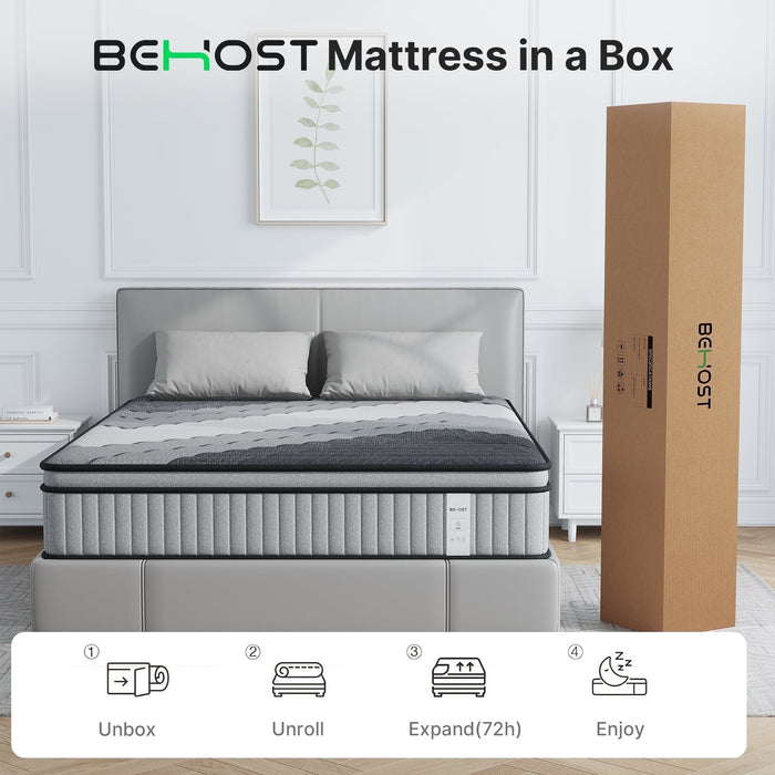 BEHOST 12 Inch Queen Memory Foam Mattress, Cooling Gel Infused Bed in