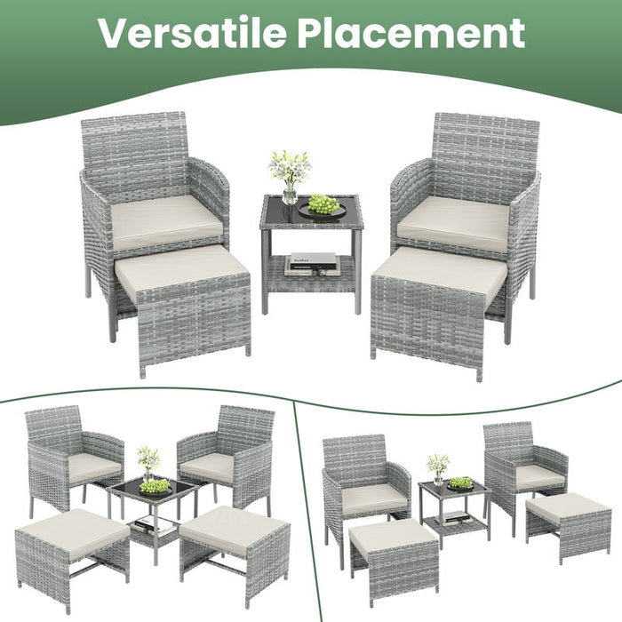 ELPOSUN 5 Piece Patio Furniture Set, Outdoor PE Wicker Chairs for Two