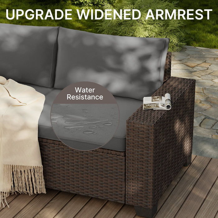 6 Piece Outdoor Patio Furniture Set, Asofer Rattan Wicker Outdoor Conv