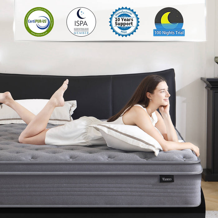 Queen Mattress, 12 Inch Queen Size Hybrid Memory Foam Mattress with Up