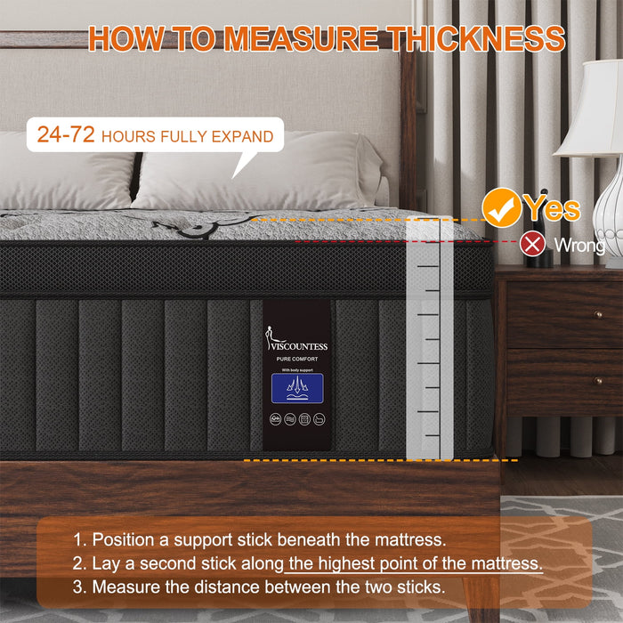 Viscountess King Mattress 10inch Hybrid Mattress in a Box with Gel Mem