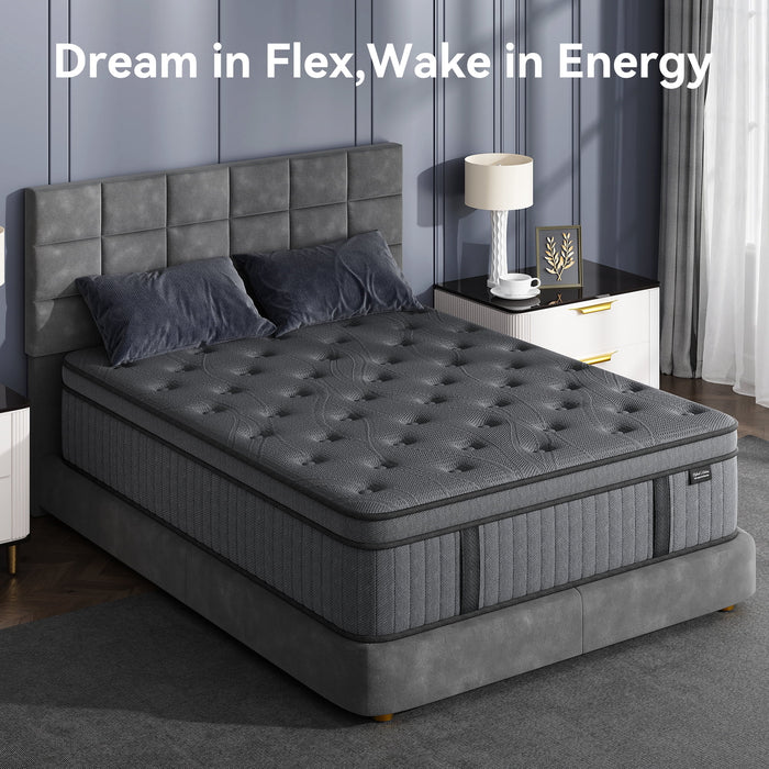 Sweetland 12" Queen Mattress in a Box, Hybrid Memory Foam with Individ