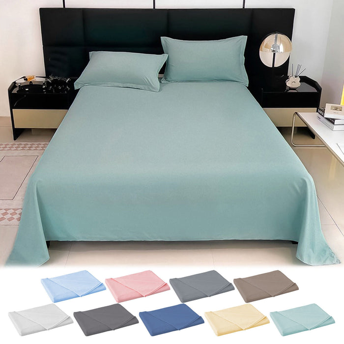 kttectoa Dormitory Twin XL Solid Color Plain Bed Sheet Set Aloe Fabric