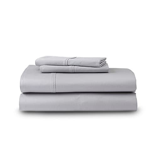 GhostBed Twin Cooling Supima Cotton and Tencel Luxury Sheet Set - Wrinkle Resistant with Deep Pockets, 3 Piece, Gray