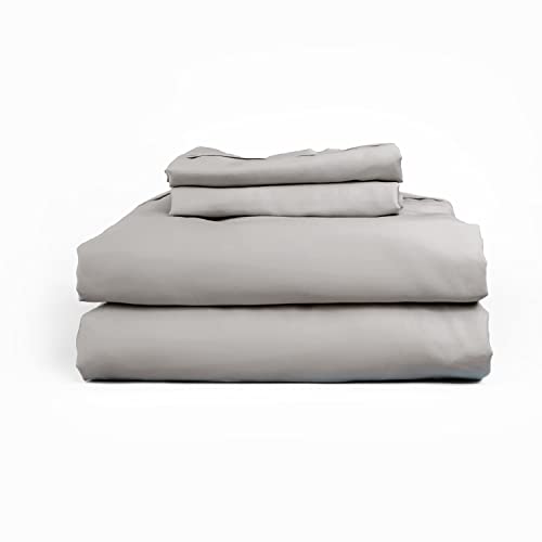 Leesa Sheet Set, 100% Cotton Cooling Sateen with High Thread Count, Full Size, Grey/ 30-Night Trial