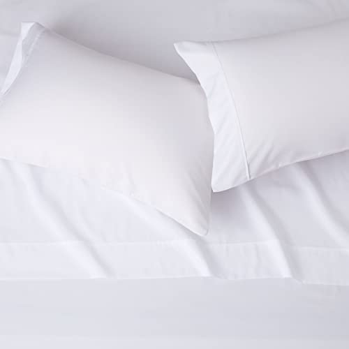 Amazon Basics Lightweight Super Soft Easy Care Microfiber Bed Sheet Set with 14-Inch Deep Pockets - Queen, Bright White
