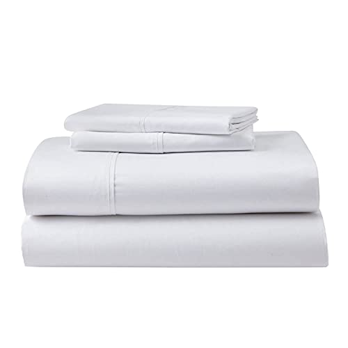 GhostBed Full Cooling Supima Cotton and Tencel Luxury Sheet Set - Wrinkle Resistant with Deep Pockets, 4 Piece, White