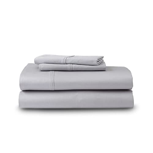 GhostBed Split King Cooling Supima Cotton and Tencel Luxury Sheet Set - Wrinkle Resistant with Deep Pockets, 7 Piece, Gray