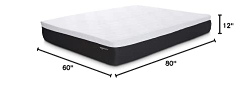 Amazon Basics Cooling Gel Infused Firm Support Latex-Feel Mattress, CertiPUR-US Certified - Queen Size, 12 inch