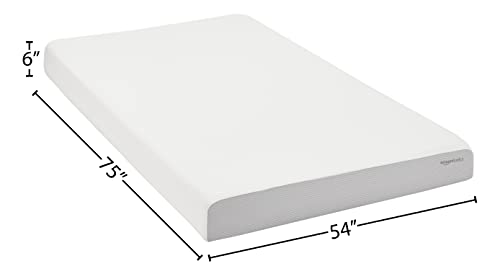 Amazon Basics Memory Foam Mattress, Soft Plush Feel, 6 Inch, Full, White/Grey