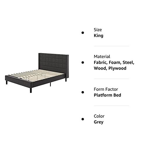 ZINUS Dori Upholstered Platform Bed Frame with Wingback Headboard / Mattress Foundation / Wood Slat Support / No Box Spring Needed / Easy Assembly, King