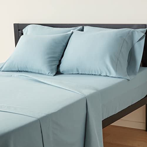  Danjor Linens Queen Sheet Set - 6 Piece Set Including 4  Pillowcases - Deep Pockets - Breathable, Soft Bed Sheets - Wrinkle Free -  Machine Washable - Ice Blue Sheets for