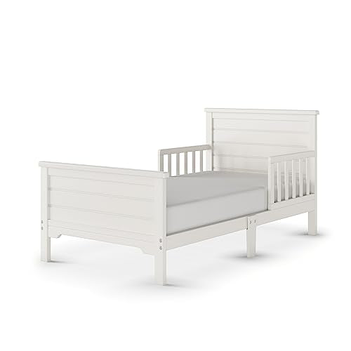 Child Craft Woodland Flat Top Toddler Bed for Kids with Guard Rails, Low to Ground Design, Made of Pinewood, Featuring Clean Lines to Match Any Décor (Brushed Cotton)