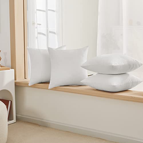 Deconovo 4 PCS Pillow Covers 18x18, No Insert - Faux Linen Sublimation Cushion Covers White Blank Pillow Covers, Throw Pillow Cases for Sofa, 18x18 Inch Natural White, Set of 4, Case Only