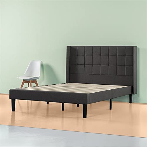ZINUS Dori Upholstered Platform Bed Frame with Wingback Headboard / Mattress Foundation / Wood Slat Support / No Box Spring Needed / Easy Assembly, King
