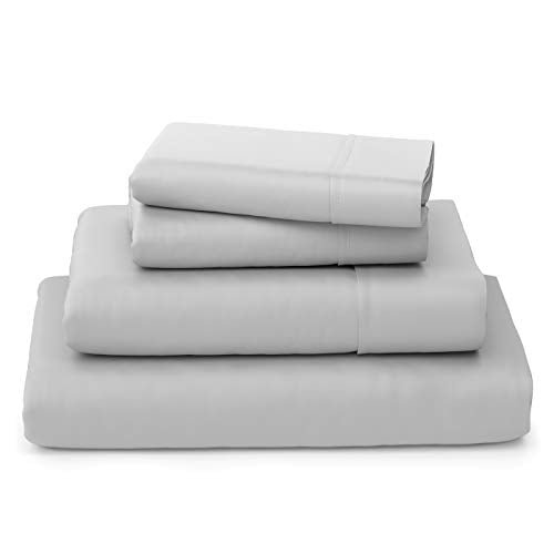 Cosy House Collection Luxury Bamboo Sheets - 4 Piece Bedding Set - Bamboo Viscose Blend - Soft, Breathable, Deep Pocket - 1 Fitted Sheet, 1 Flat, 2 Pillow Cases - Queen, Silver