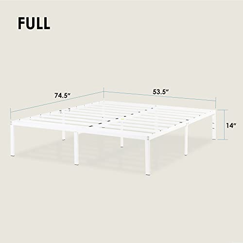 Best Price Mattress 14 Inch Metal Platform Bed Frame, Heavy Duty Steel Slats, White, Full (SPSC-14WH-F)