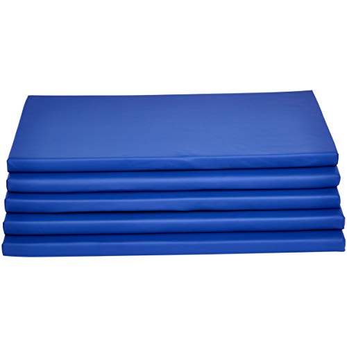 Amazon Basics Memory Foam Rest Nap Mats with Name-Tag Holder - Blue, 5-Pack