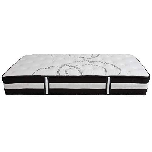 Flash Furniture Capri Comfortable Sleep 12 Inch CertiPUR-US Certified Hybrid Pocket Spring Mattress, Twin Mattress in a Box, White