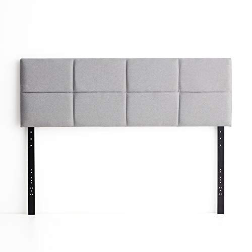 LUCID Mid-Rise Square Channeled Upholstered Stone Attach Frame-Wall Mount Queen Headboard