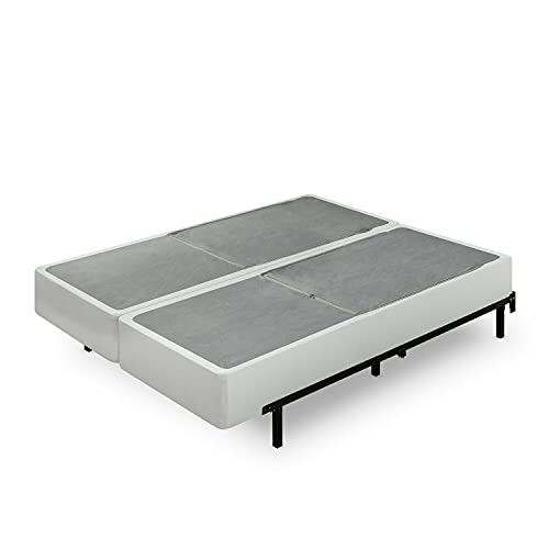 ZINUS No Assembly Metal Box Spring / 9 Inch White Mattress Foundation / Sturdy Metal Structure, Split Queen